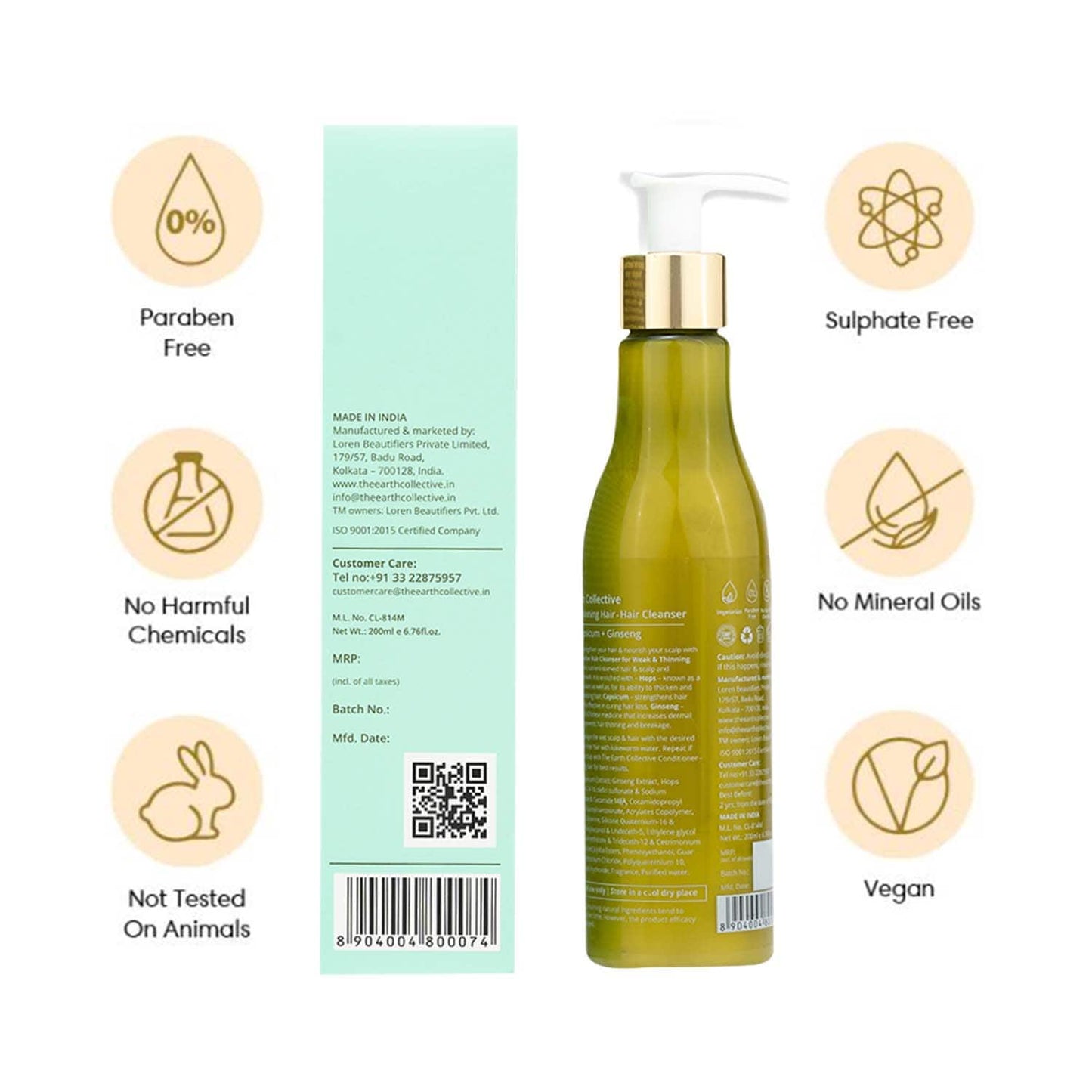 The Earth Collective Hair Cleanser For Weak & Thinning Hair (200 ml)