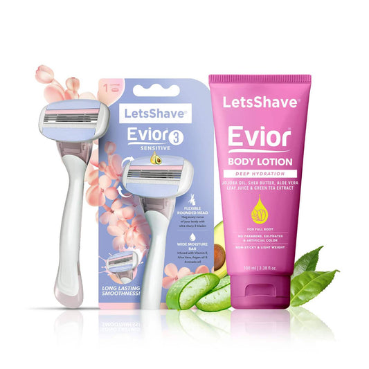 LetsShave Evior 3 Sensitive Shaving Razor Kit - (2 Pcs)