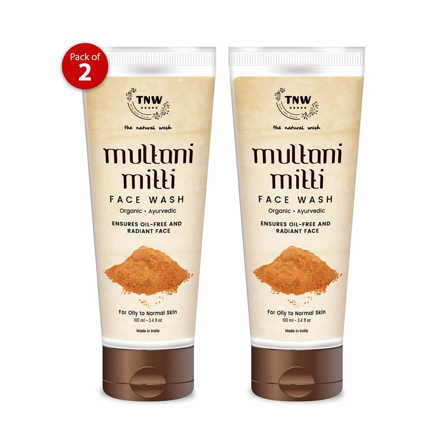 TNW - The Natural Wash Multani Mitti Face Wash Pack of 2 Combo