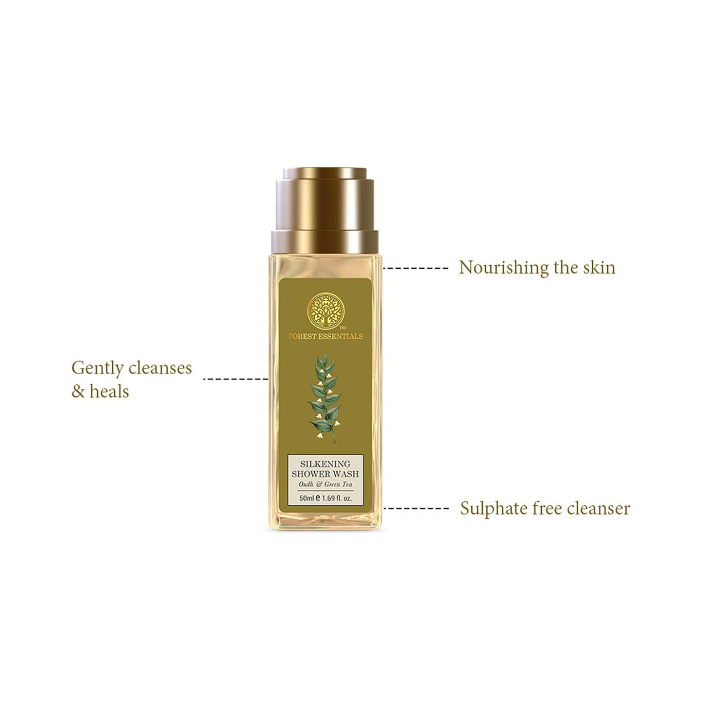 Forest Essentials Oud & Green Tea Silkening Shower Wash (50ml)