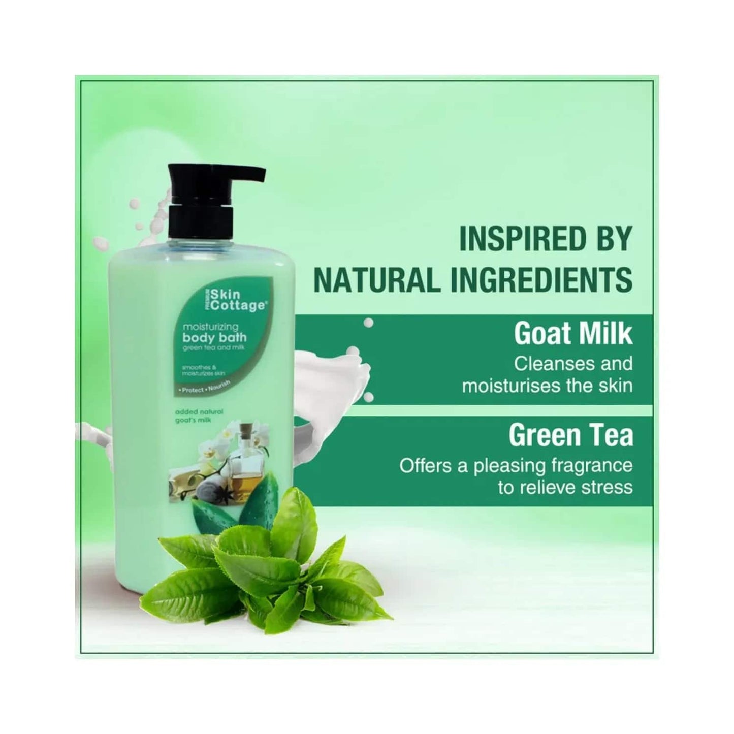 SKIN COTTAGE Moisturizing Green Tea & Milk Body Bath (1000ml)