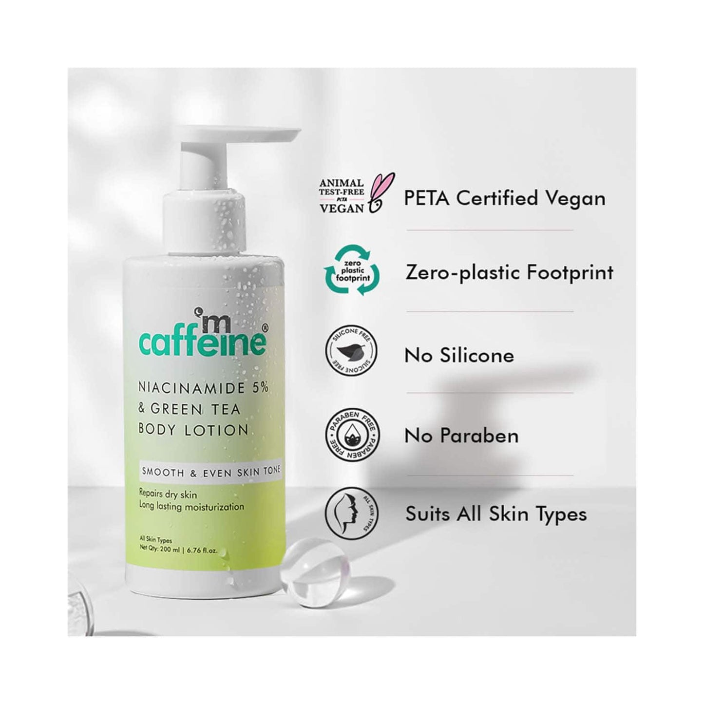 mCaffeine Green Tea & 5% Niacinamide Serum Body Lotion (200ml)