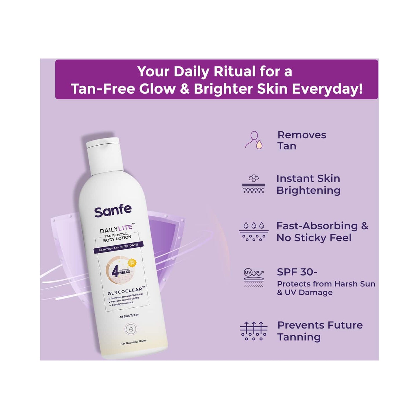 Sanfe Dailylite Tan Removal Body Lotion SPF 30 (200ml)