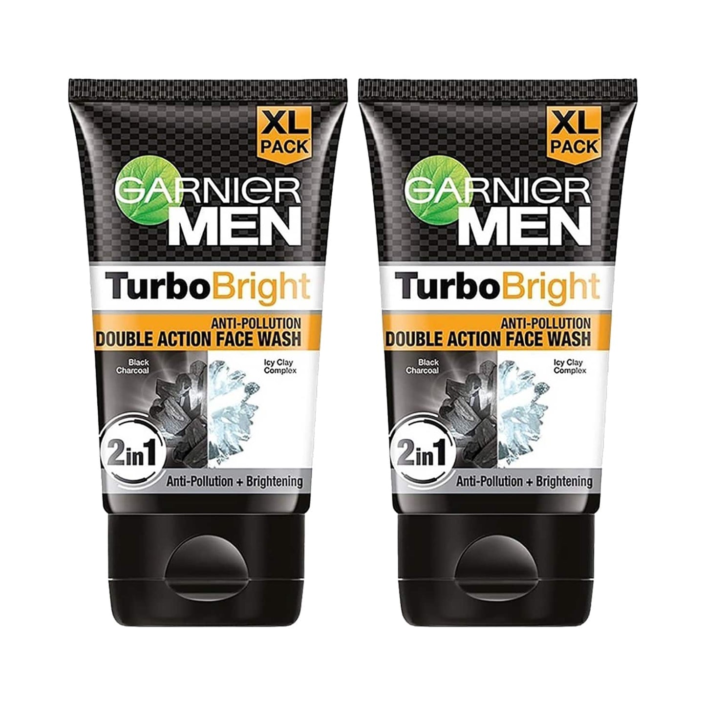 Garnier Men Turbo Bright Anti-Pollution Double Action Face Wash - (2 Pcs)