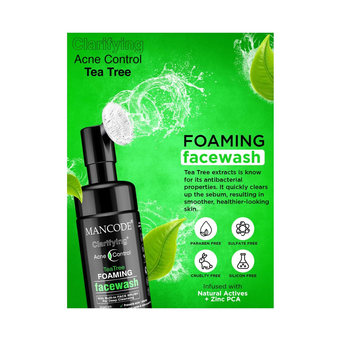 Mancode Acne Control Tea Tree Foaming Face Wash (150ml)