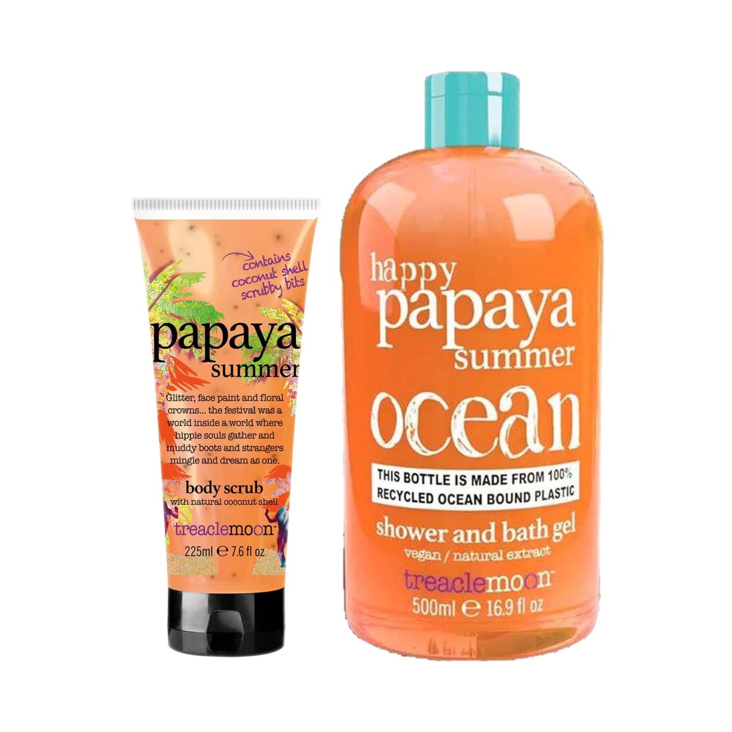 Treaclemoon Papaya Summer Shower Gel (500 ml)+ Papaya Summer Body Scrub (225 ml) Combo