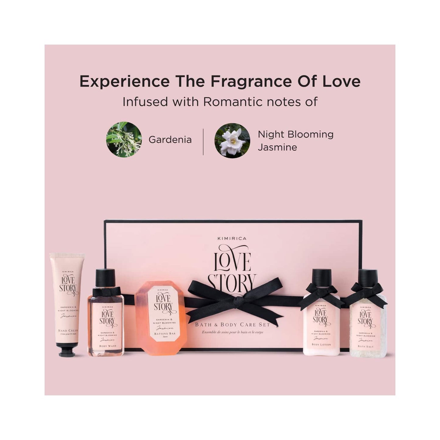 Kimirica Love Story Luxury Bath and Body Care Experience Gift Set Box Premium Gift Packaging (5 Pcs)