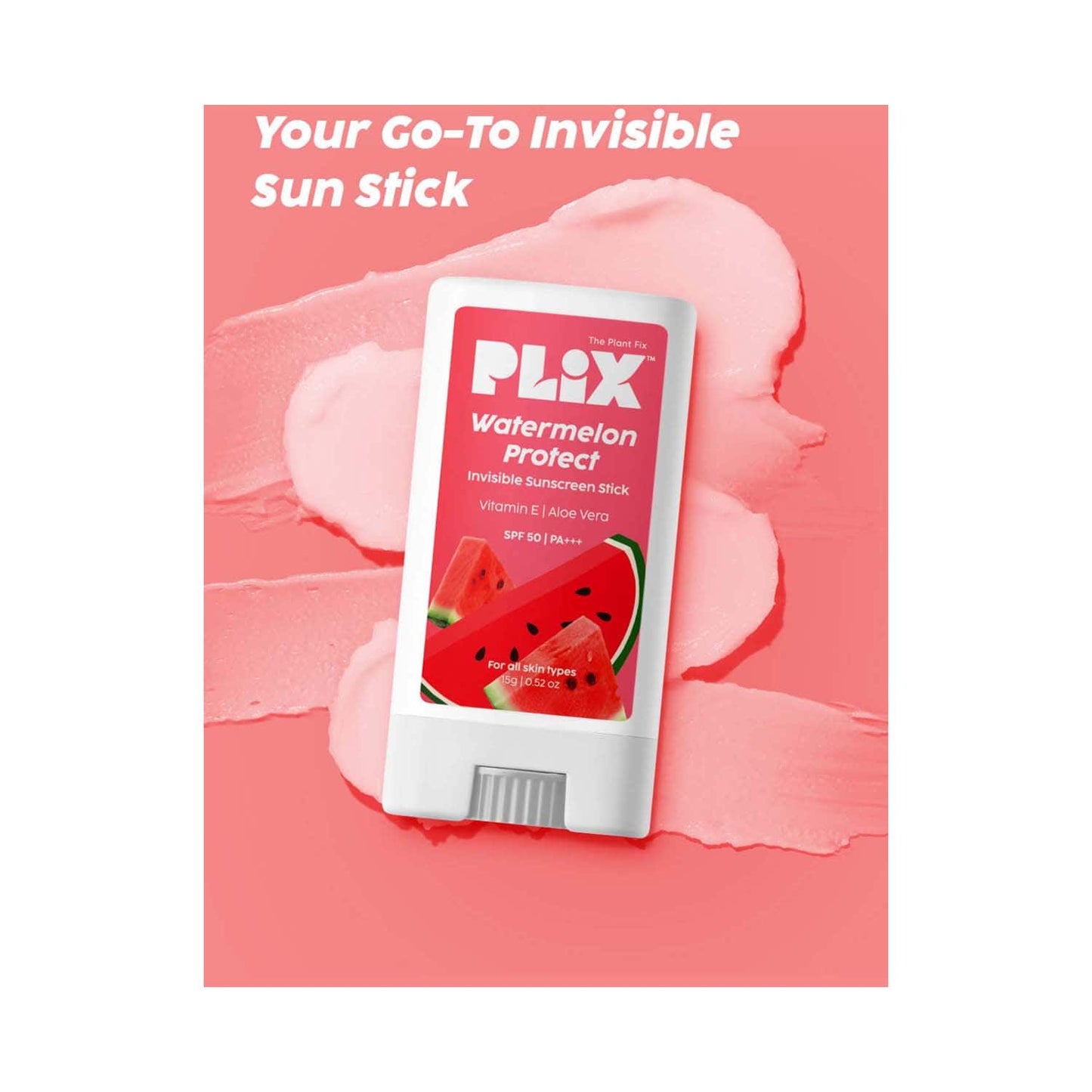 Plix The Plant Fix Watermelon Invisible Sunscreen Stick SPF 50 PA +++ (15g)