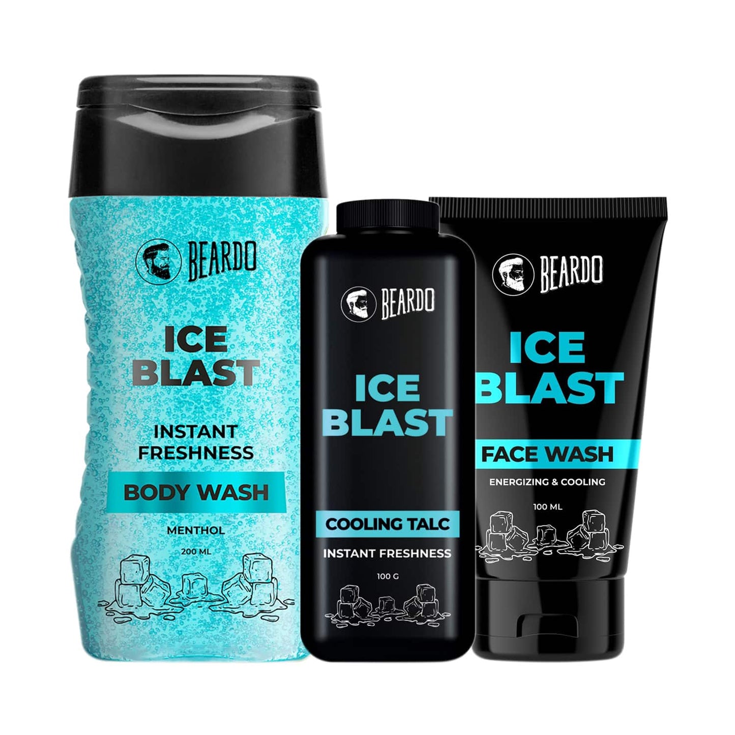 Beardo Ice Blast Face Wash, Ice Blast Body Wash, Beardo Ice Blast Cooling Talc Combo