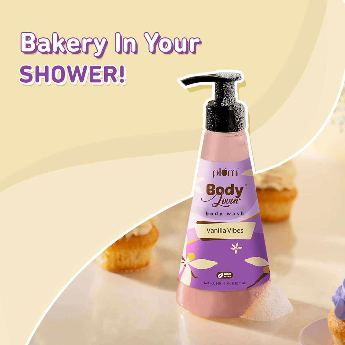 Plum BodyLovin' Vanilla Vibes Shower Gel|SLS-Free|Warm Vanilla Fragrance|Body Wash  (240 ml)