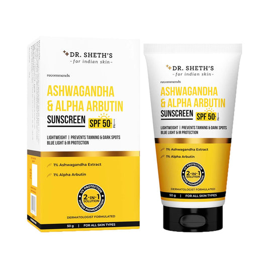 Dr. Sheth's Ashwagandha & Alpha Arbutin Sunscreen With SPF 50+ PA++++ (50 g)