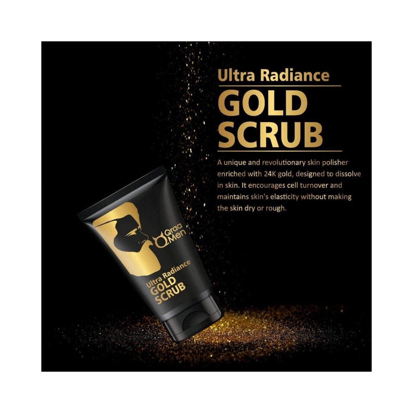 Qraamen Men Ultra Radiance Gold Scrub with 24K Gold Leaves (100 g)