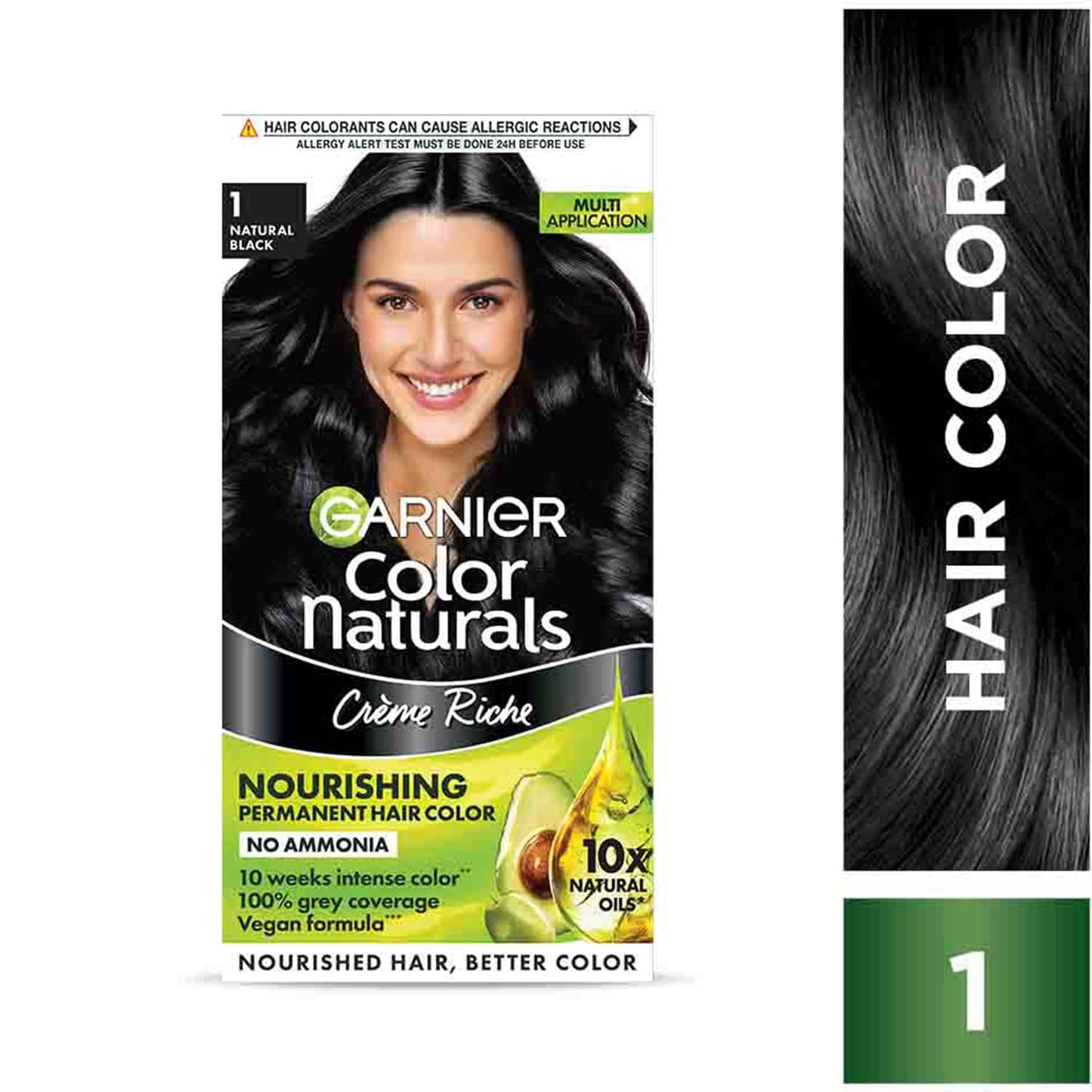 Garnier Color Naturals Creme Hair Color - Shade 1 Natural Black (70ml + 60g)