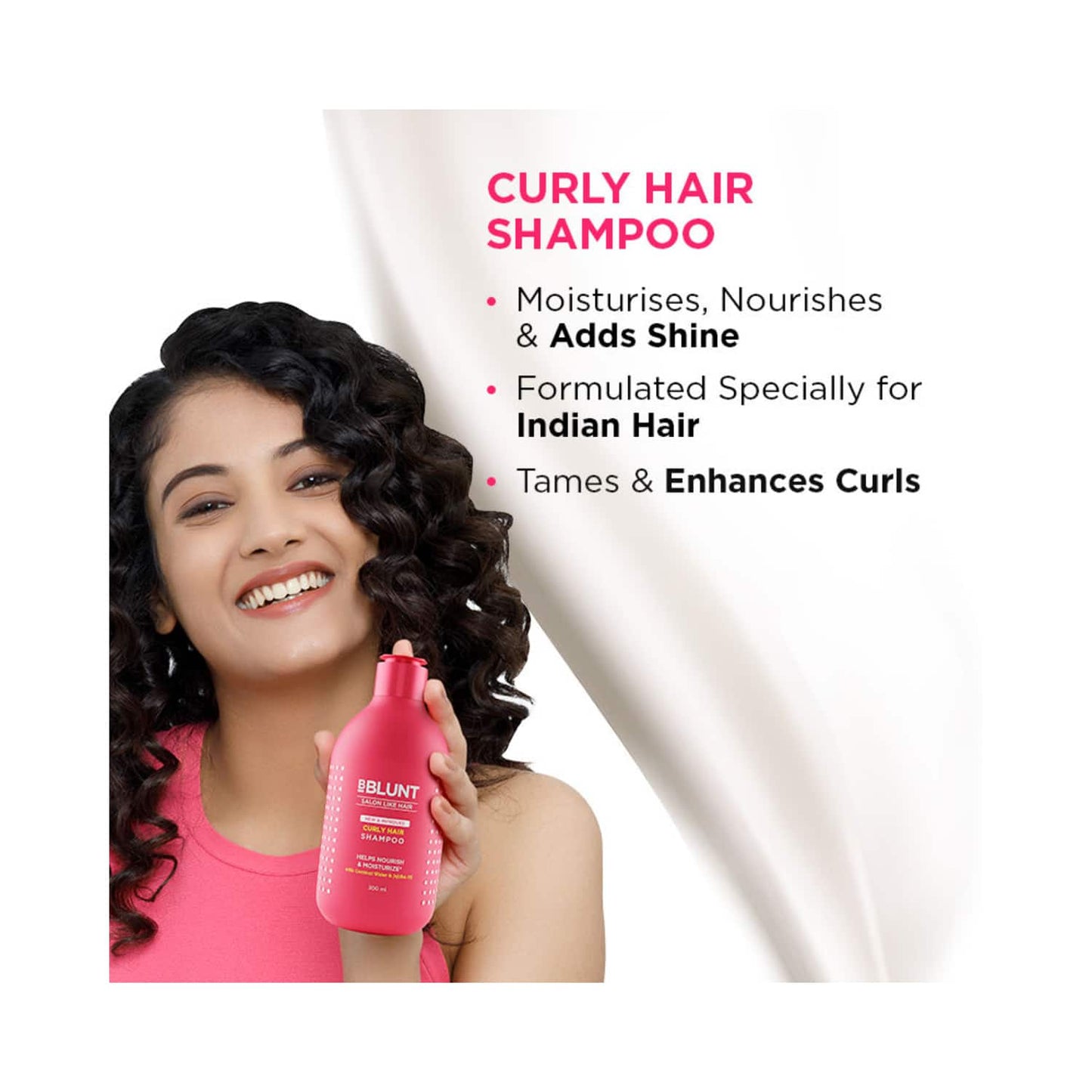 BBlunt Curly Hair Shampoo With Coconut Water & Jojoba Oil (300ml)