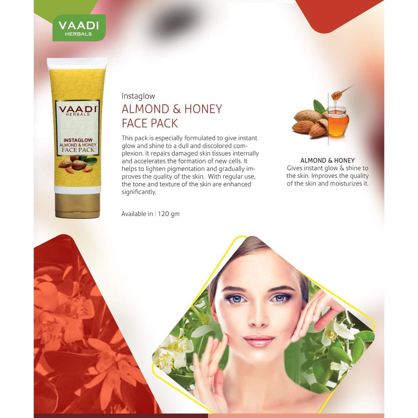 Vaadi Herbals Instaglow Almond and Honey Face Pack (120g)