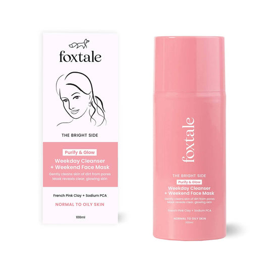 Foxtale Purify & Glow Cleanser + Mask With French Pink Clay (100ml)