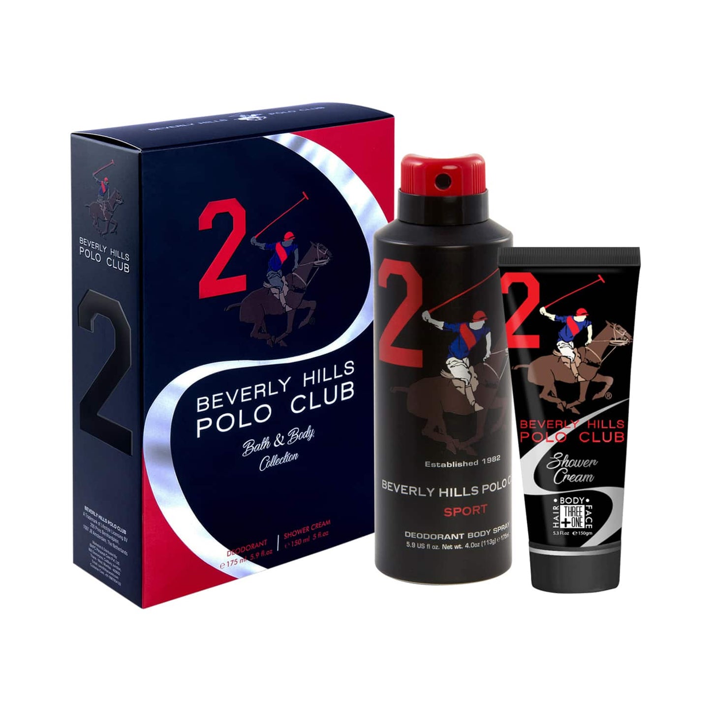 BEVERLY HILLS POLO CLUB No.2 Sports Deodorant & Shower Cream Gift Set (2Pcs)