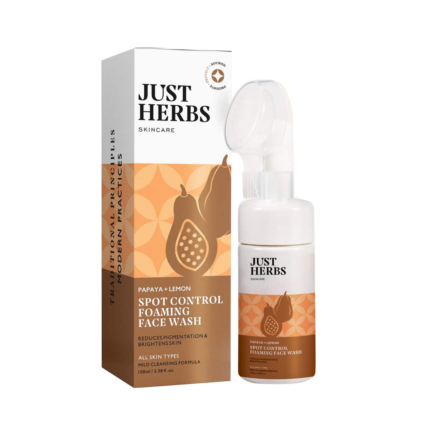 Just Herbs Papaya And Lemon Spot Control Foaming Face Wash (100ml)