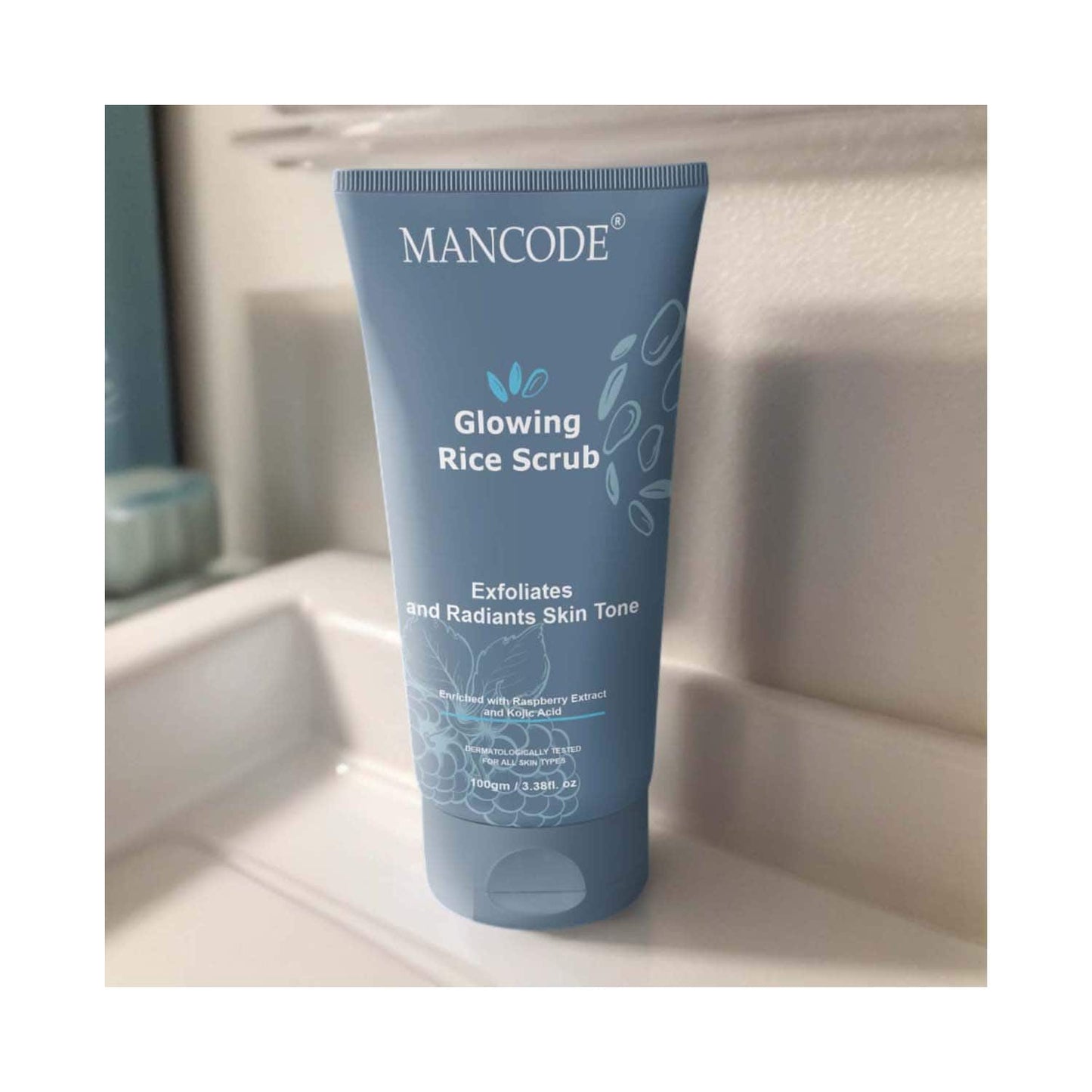 Mancode Glowing Rice Face Scrub for Exfoliates and Radiants Skin Tone (100 g)