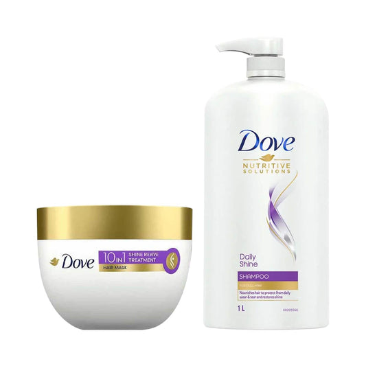 Dove Daily Shine Shampoo + Hair Mask for Shine Revive Treatment Combo