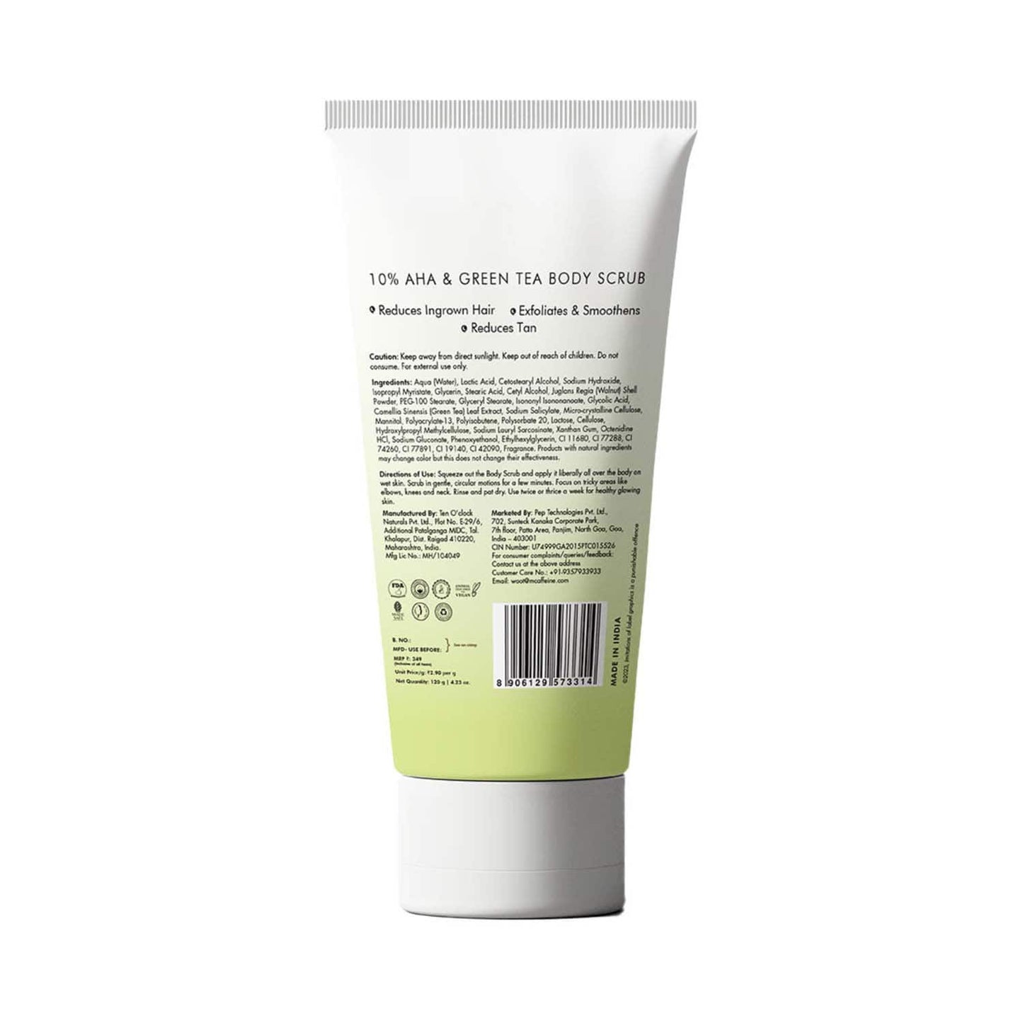 mCaffeine 10% Aha & Green Tea Body Scrub (120g)