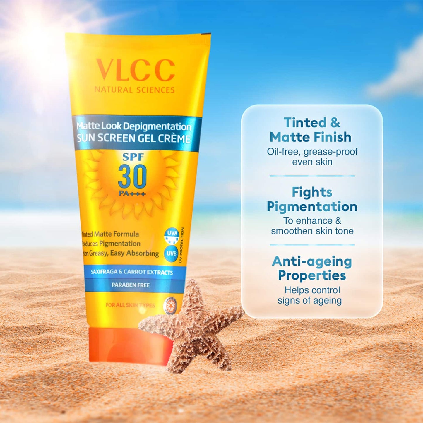 VLCC Matte Look SPF 30 Sun Screen Gel Creme - Tinted (50ml)