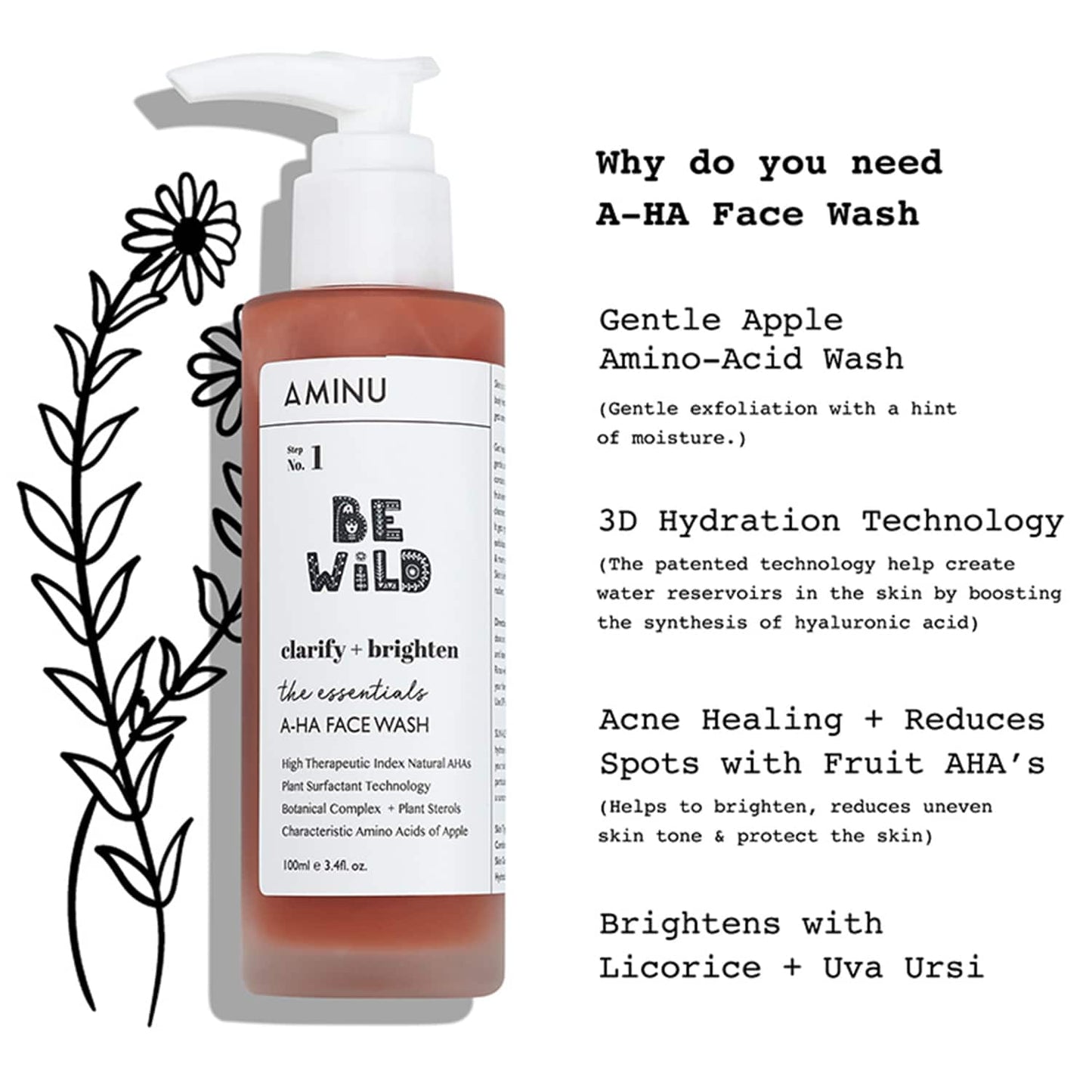 Aminu The Essentials AHA Face Wash - (100ml)