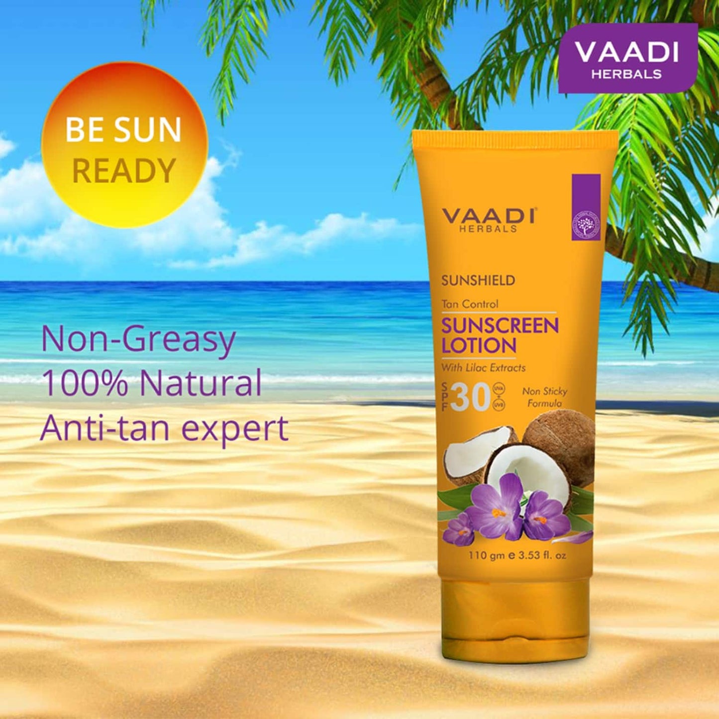 Vaadi Herbals Sunscreen Lotion SPF 30 With Lilac Extract (110g)