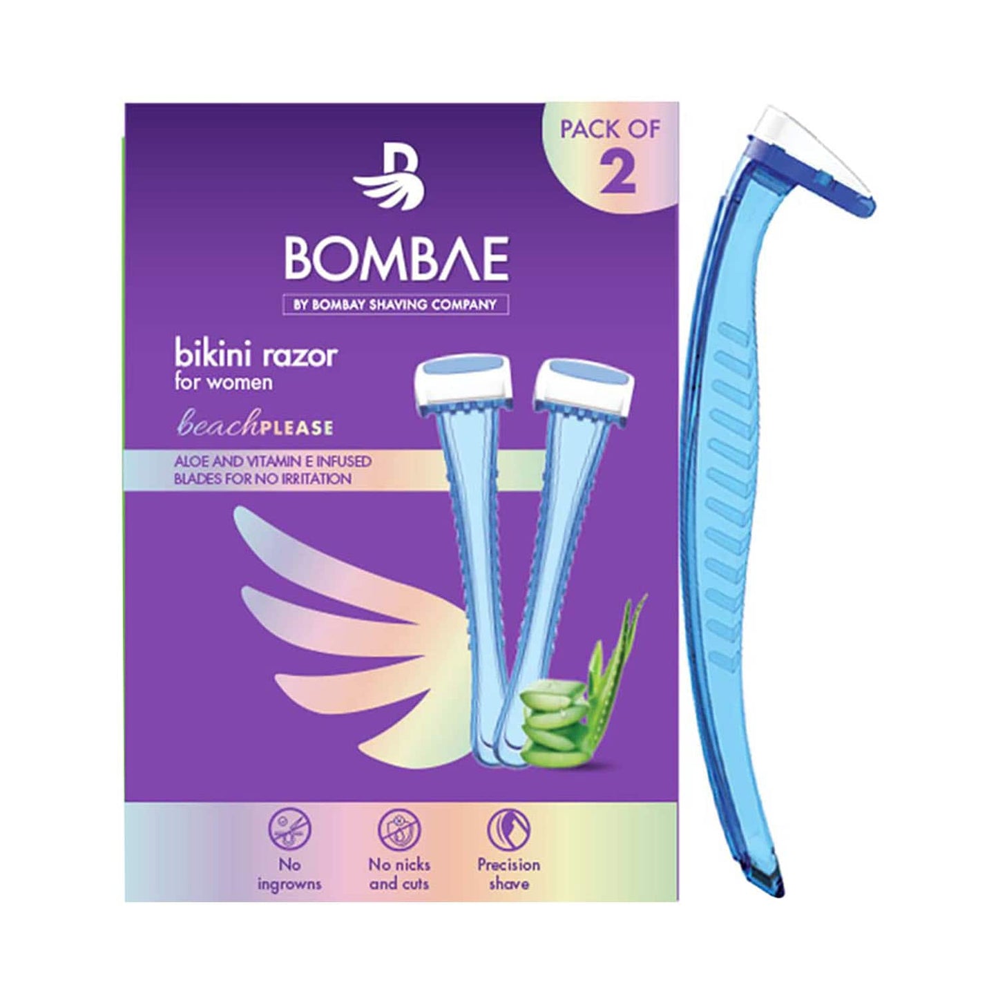 Bombae Bikini Razor for Women Blue (2Pcs)