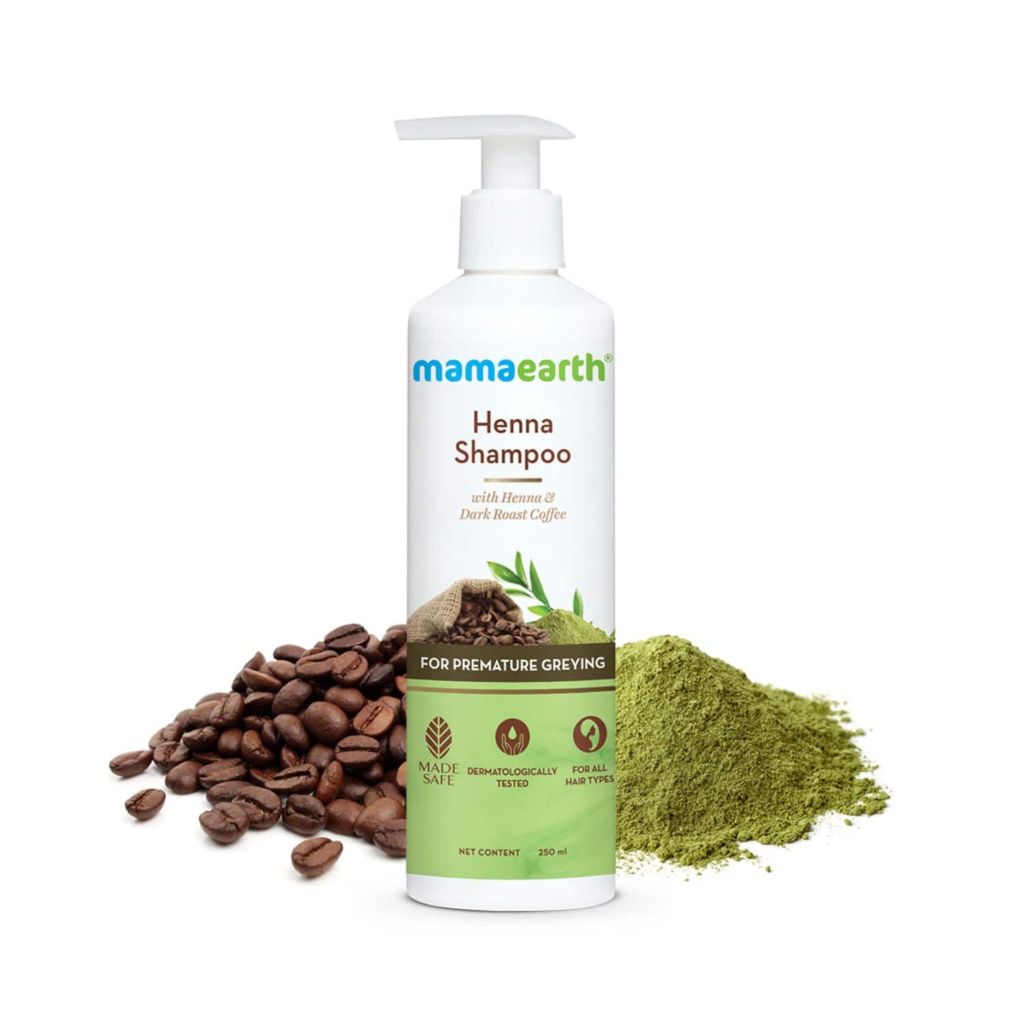 Mamaearth Henna Shampoo With Henna & Dark Roast Coffee For Premature Greying (250ml)