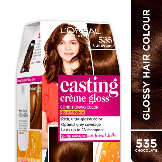 L'Oreal Paris Casting Creme Gloss Hair Color, 535 Chocolate, 87.5g+72ml