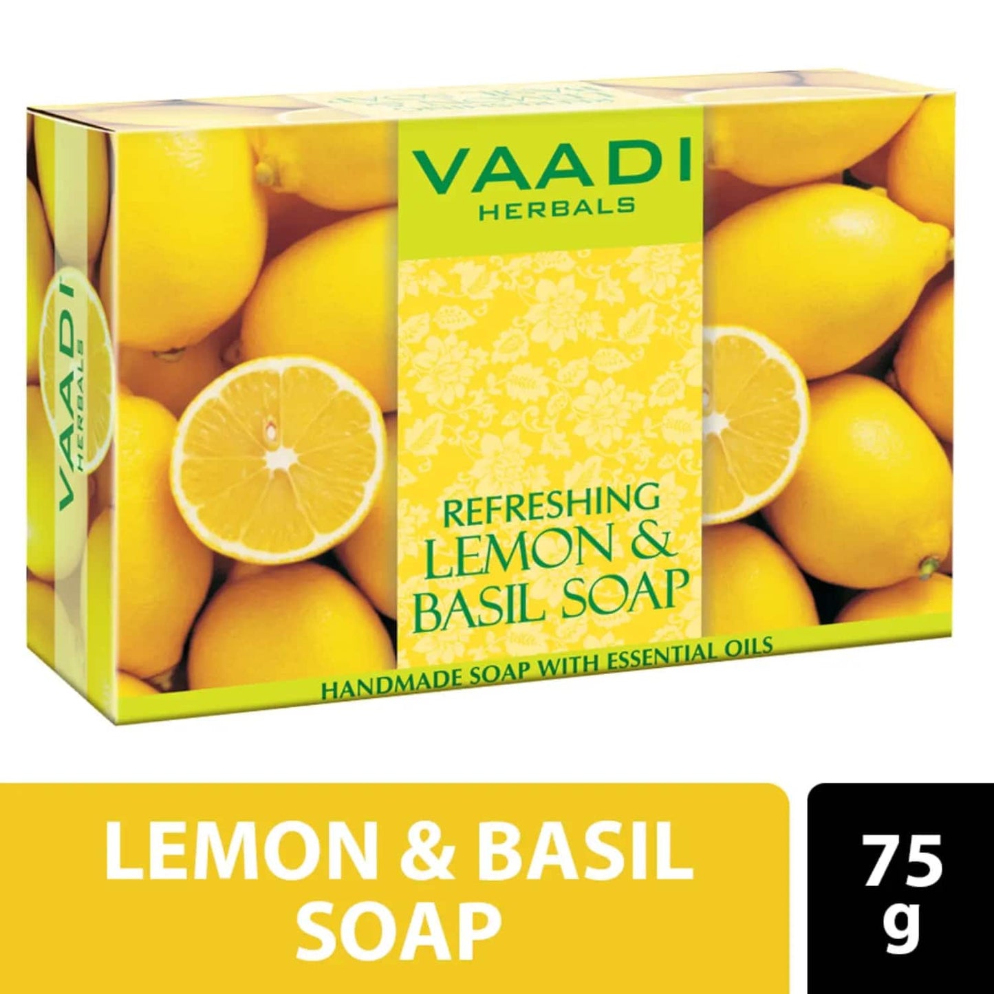 Vaadi Herbals Refreshing Lemon & Basil Handmade Soap (75g)