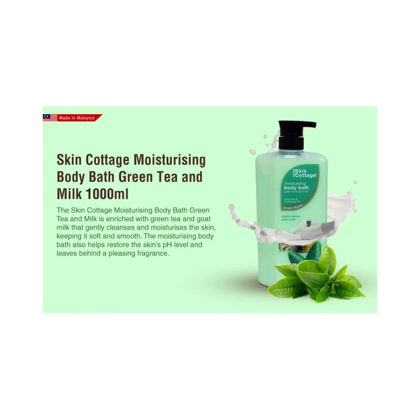 SKIN COTTAGE Moisturizing Green Tea & Milk Body Bath (1000ml)