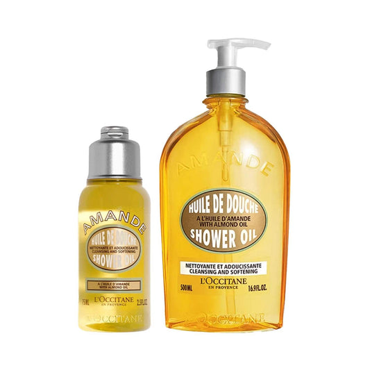 L'Occitane Almond Shower Oil Duo - Almond Shower Oil (500 ml) & Almond Shower Oil (75 ml)