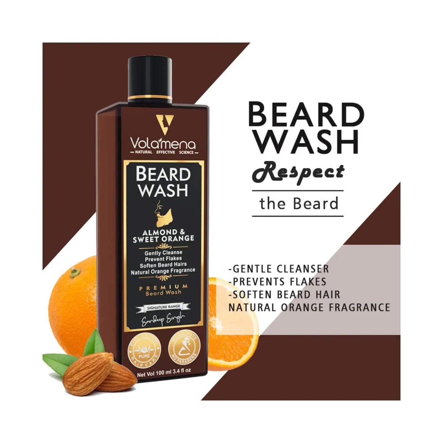 Volamena Almond & Orange Beard Wash (100ml)