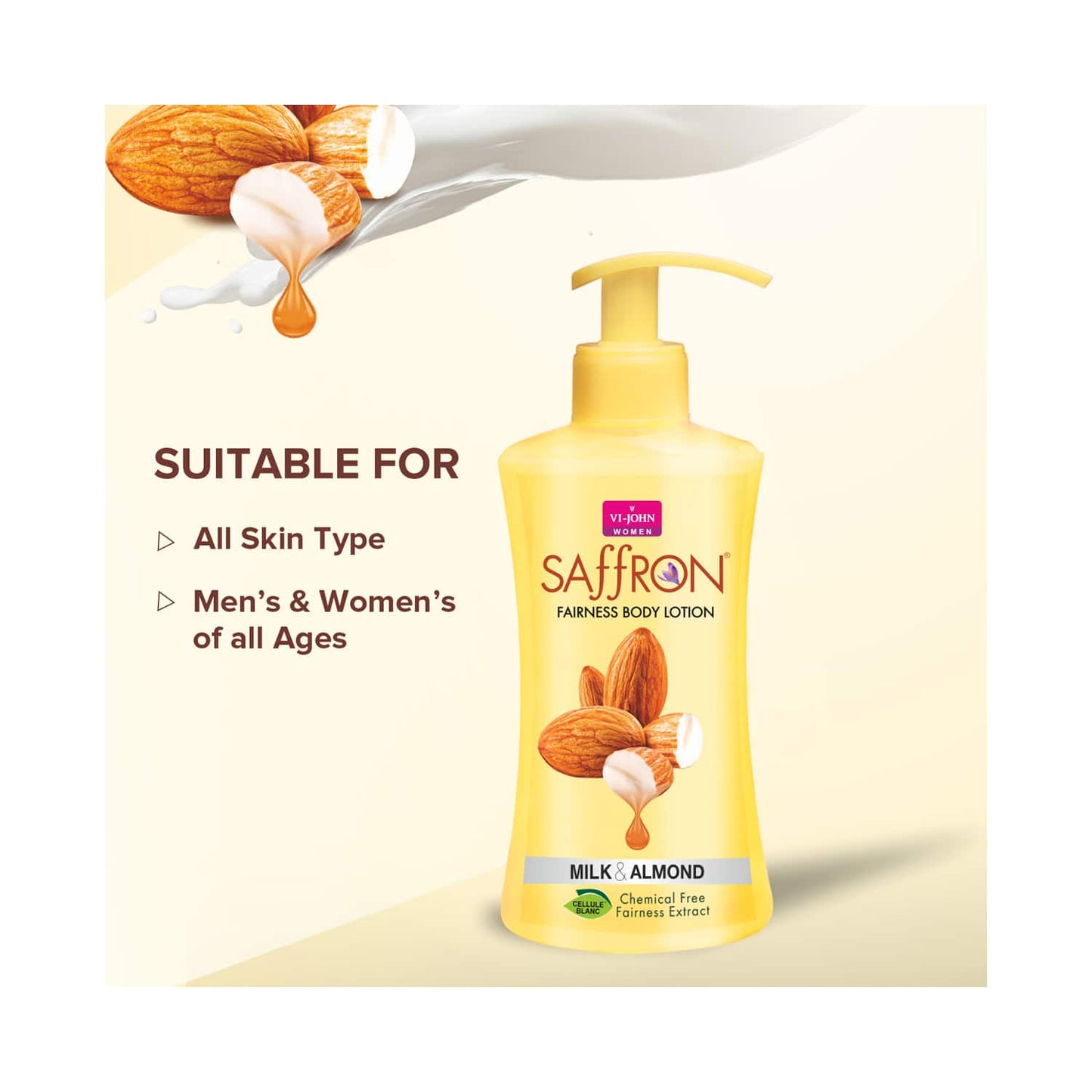 VI-JOHN Saffron Milk Almond Fairness Body Lotion (250ml)