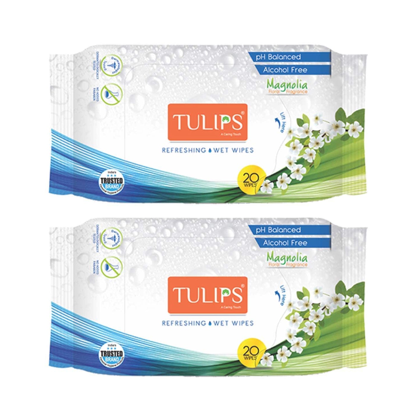 TULIPS Refreshing Wet Wipes Magnolia (2 Pcs) (Pack of 2)