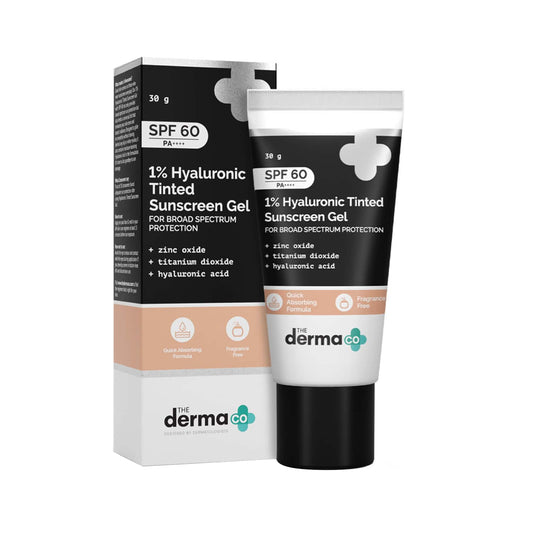 The Derma Co 1% Hyaluronic Tinted Sunscreen Gel With SPF 60 PA++ (30g)