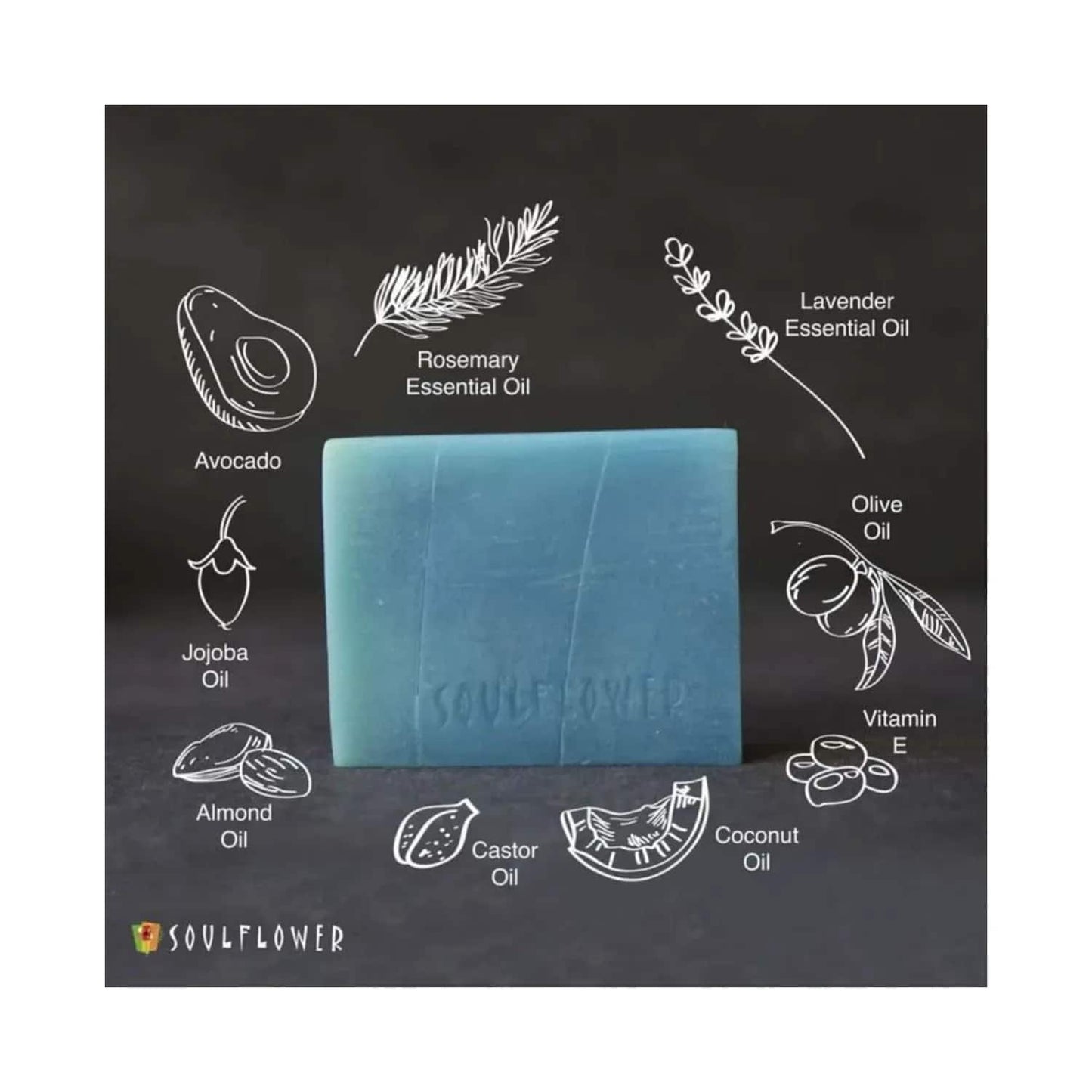 Soulflower Rosemary Lavender Hair Cleansing Bar - (150g)