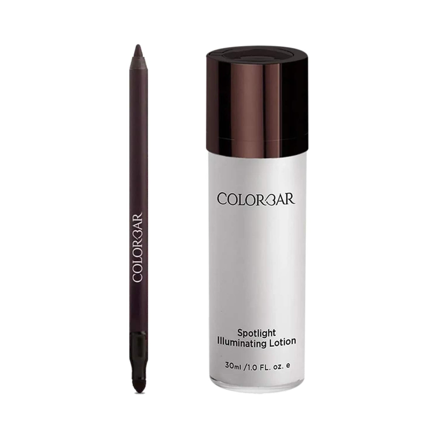 Colorbar Spotlight Illuminating Lotion + Just Smoky Eye Kajal - 001 Just Black Combo