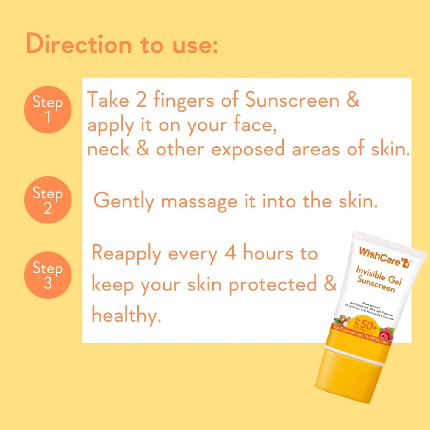 WishCare Invisible Gel Sunscreen SPF 50+ PA++++ - Broad Spectrum Protection with No White Cast (50 g)