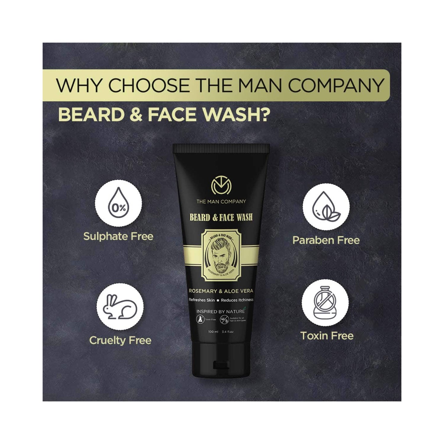 The Man Company 2-In-1 Beard & Face Wash with Rosemary & Aloe Vera (100 ml)