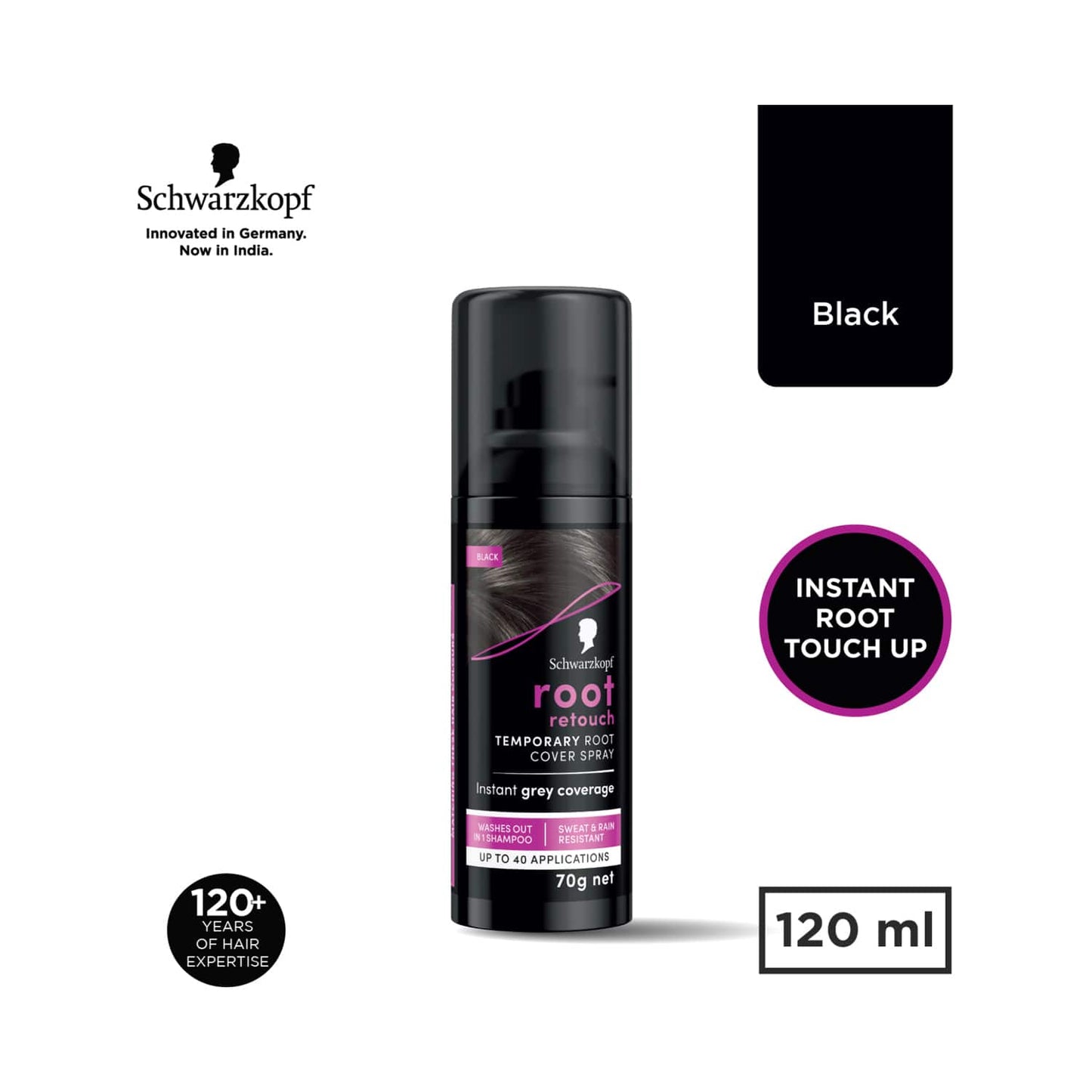 Schwarzkopf Root Retouch Instant Temporary Hair Spray - Black (120ml)