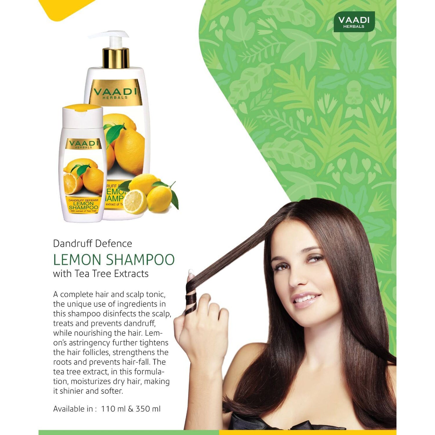 Vaadi Herbals Dandruff Defense Lemon Shampoo With Extract Of Tea Tree (350ml)