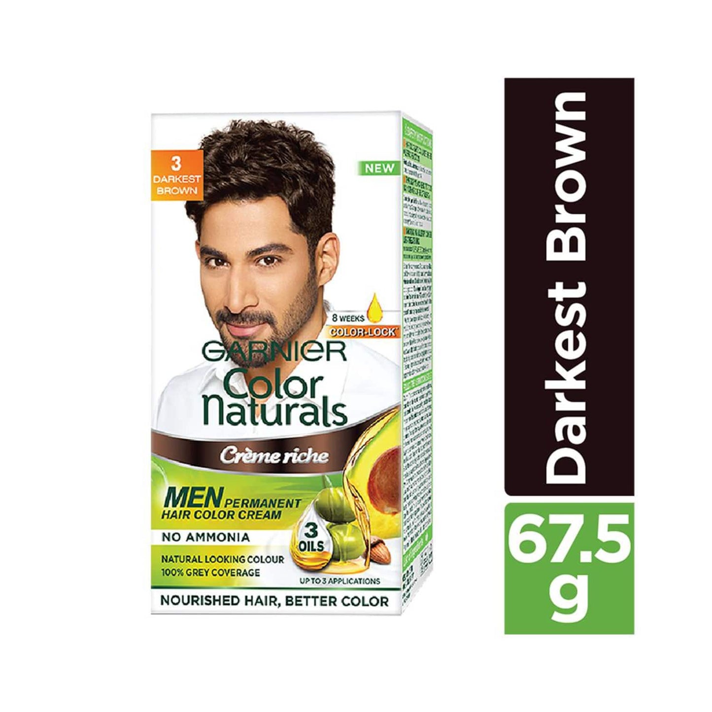 Garnier Color Naturals Men Creme Riche Hair Colour - 3 Darkest Brown (30ml+30g)