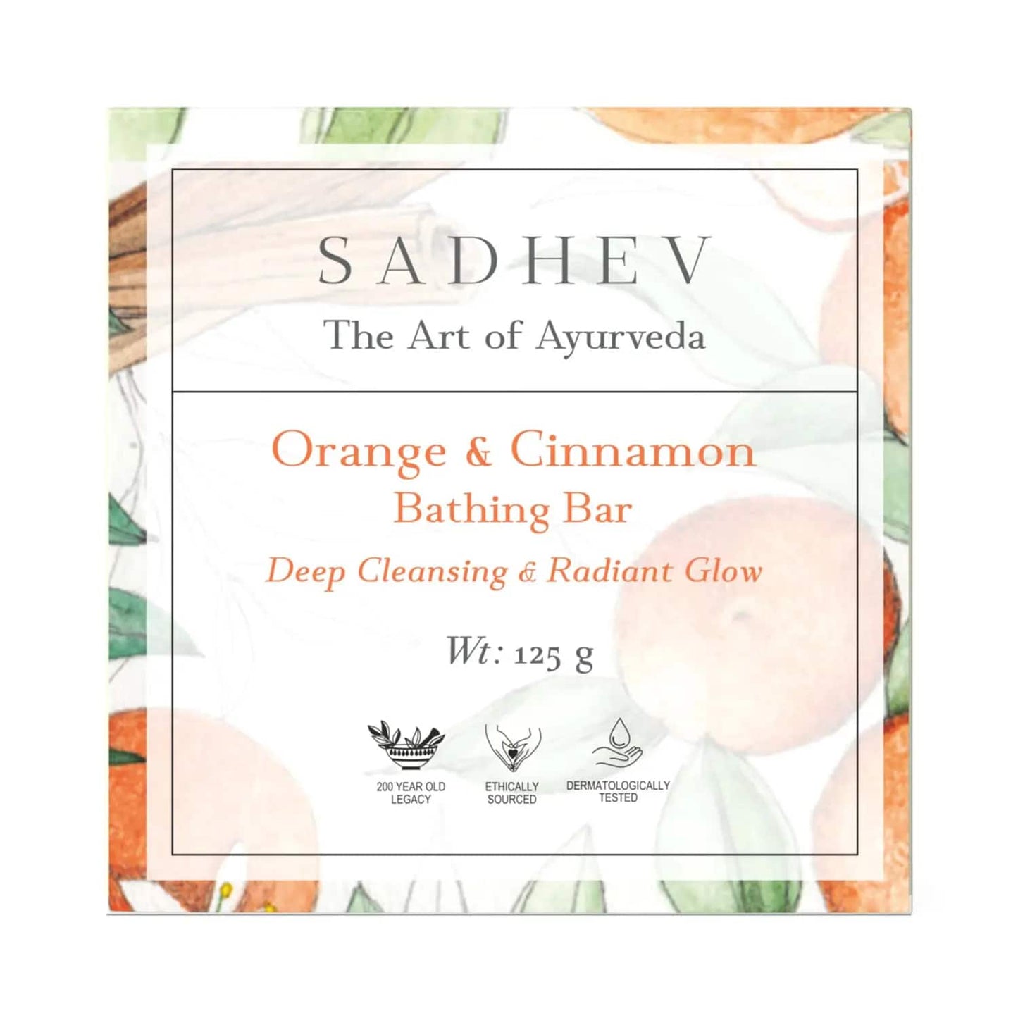 Sadhev Orange & Cinnamon Anti Wrinkle & Radiant Glow Bathing Bar (125g)