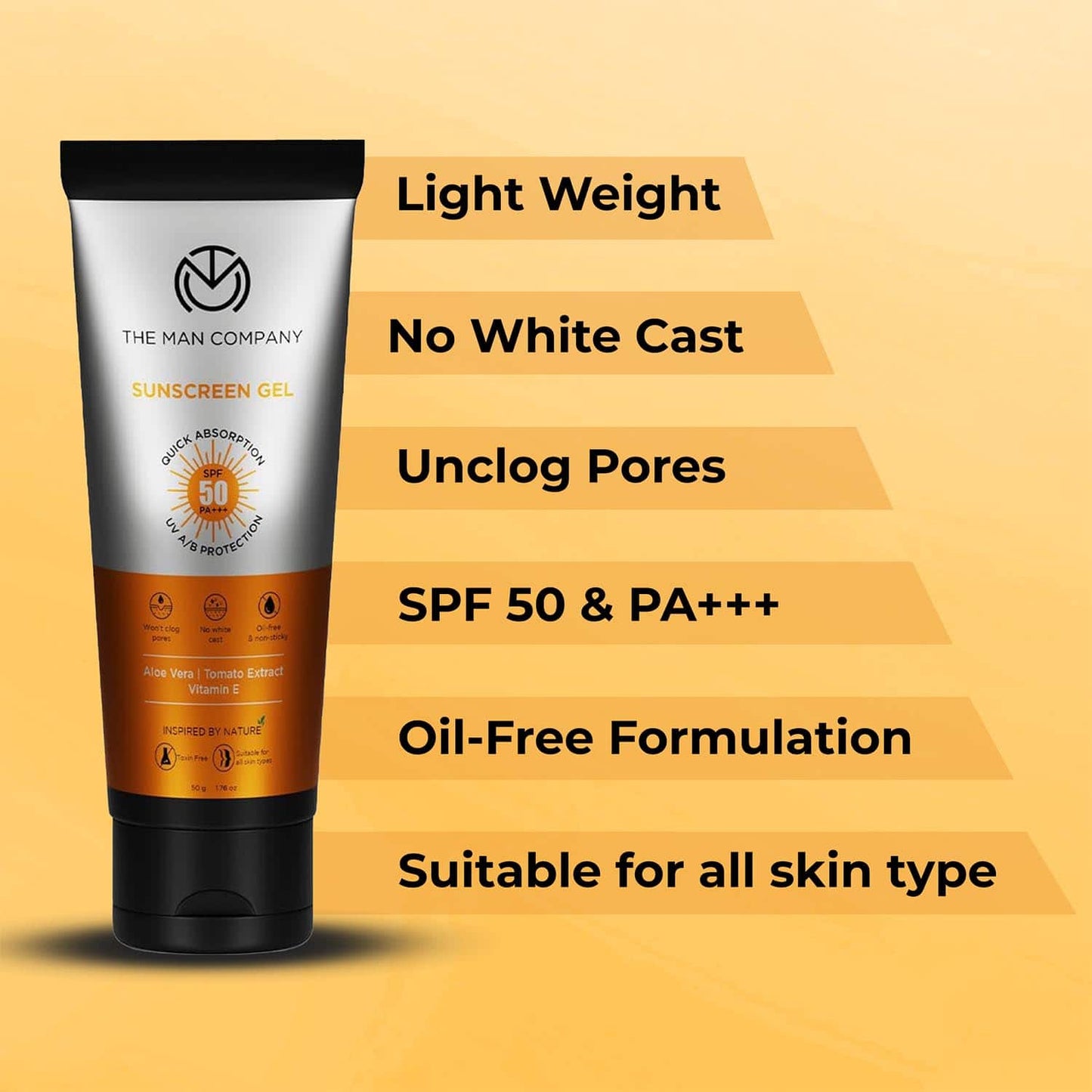 The Man Company Oil-Free Sunscreen Gel SPF 50 PA+++ For Men- (50 g)