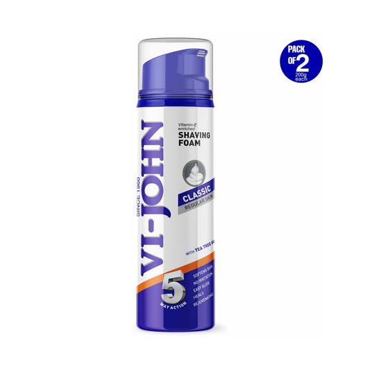 VI-JOHN Classic Vitamin E Enriched 5 Way Action Shaving Foam (Pack of 2)