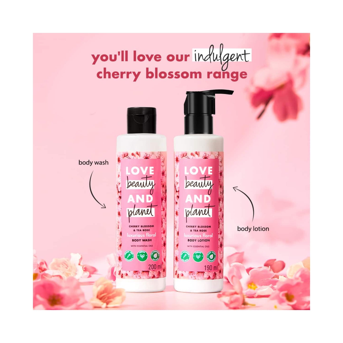 Love Beauty & Planet Cherry Blossom & Tea Rose Moisturising Body Lotion (190 ml)