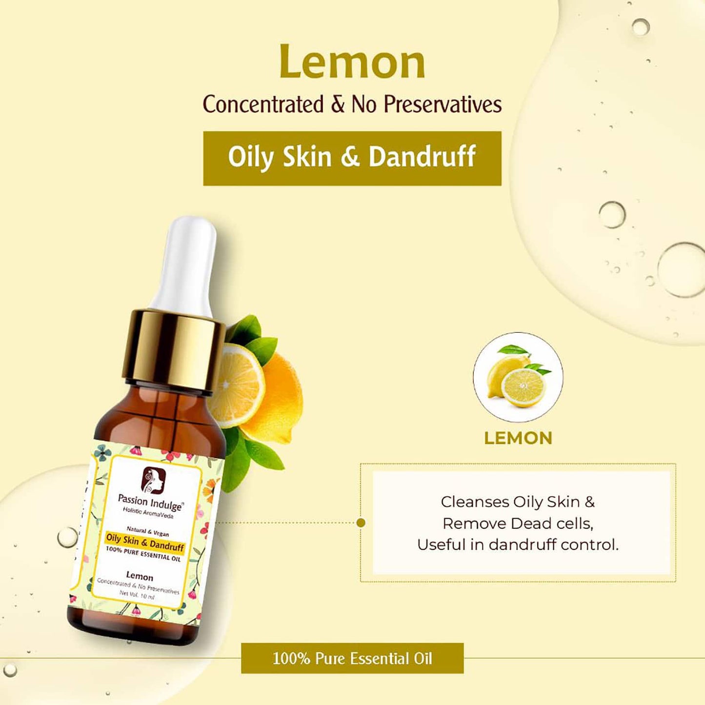 Passion Indulge Lemon Essential Oil For Acne & Oily Skin (10 ml)